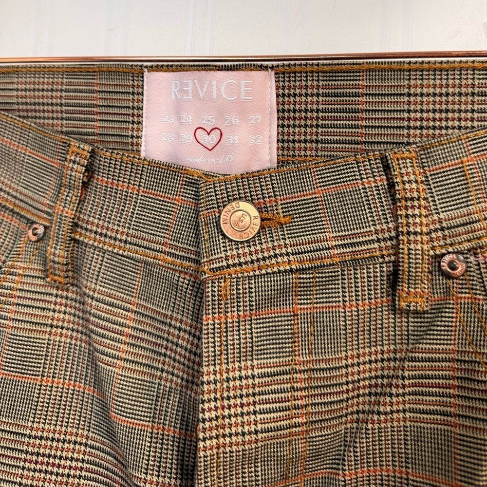Revice women’s Brown Plaid Pants Sz 30 - Picture 3 of 6